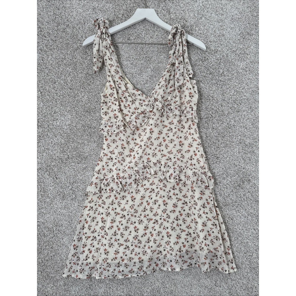 Dress Forum Los Angeles Floral Ruffled Smocked Mini Dress‎ Sz S Urban Outfitters